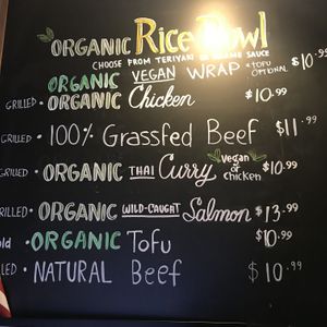 Partial menu at True Seasons Organic Kitchen in Anaheim