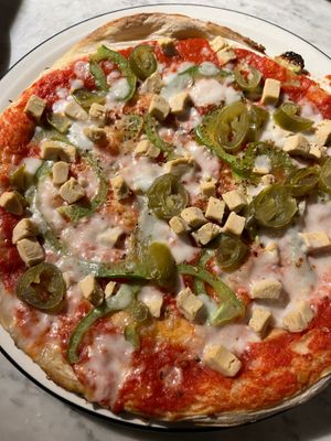Sloppy vegan (minus red onion plus jalapeños, chilli oil and flakes)  at Pizza Express in Windsor