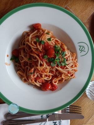 Spaghetti pomodoro made vegan upon request at ASK Italian in Colchester