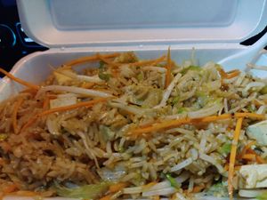 Vegan fried rice with tofu, wow so amazing, literally the best fried rice we've ever had at Asian Alley in Ottawa