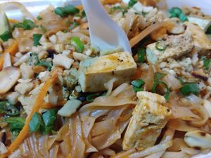 Vegan pad Thai with tofu, really great flavor, not the best we've had but it's definitely near the top at Asian Alley in Ottawa