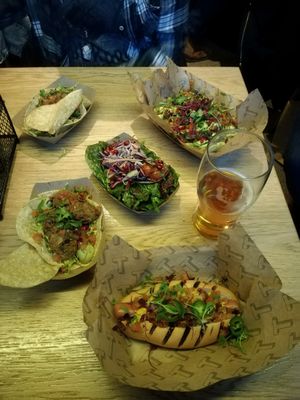 hotdog, salad, chilli fries, tacos at Token in Dublin