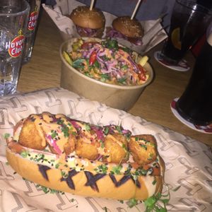Tot dog, chilli cheeze fries and ‘chicken’ burgers  at Token in Dublin
