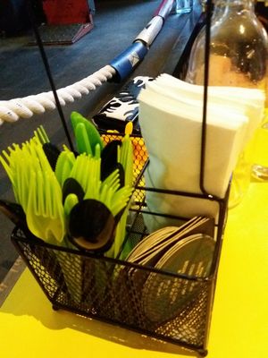 Plastic cutlery at Token in Dublin