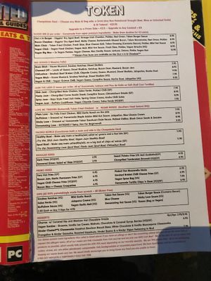Menu at Token in Dublin