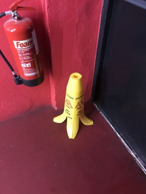 Wet floor sign at Token in Dublin