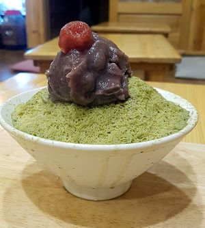 Vegan Bingsu (빙수): green tea flavor at Maju Story 마주이야기 in Seoul