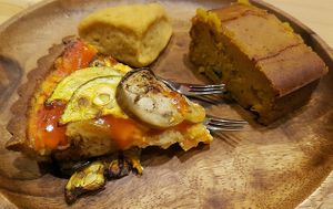 Vegan quiche, pumpkin pound cake and scone at Maju Story 마주이야기 in Seoul