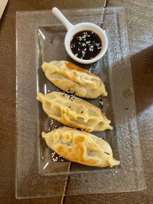 “Meat” gyozas  at El Delantal Verde in Onda