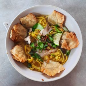 Wonton noodle soup (very tasty) at +84 Asian Restaurant in Berlin