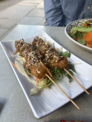 Vegan chicken satay skewers   at +84 Asian Restaurant in Berlin