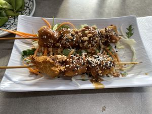 vegan "chicken" saté  at +84 Asian Restaurant in Berlin