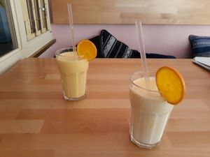 Mango shake at +84 Asian Restaurant in Berlin