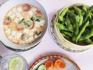 Edamame, Soup at +84 Asian Restaurant in Berlin