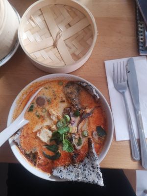 Delicious soup in the small version at +84 Asian Restaurant in Berlin