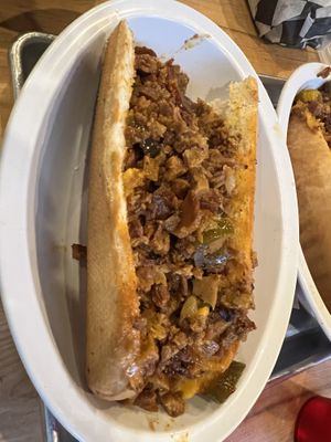Cheesesteak with barbecue sauce and jalapeños!  at Love Again Local in West Chester