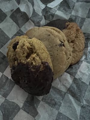 chocolate chunk; chocolate peanut butter; chocolate chip salted pistachio cookies!  at Love Again Local in West Chester