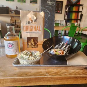 Italian Hoagie with the works and house made Mac salad.  Local Kombucha was Devine!  Everything super tasty! at Love Again Local in West Chester