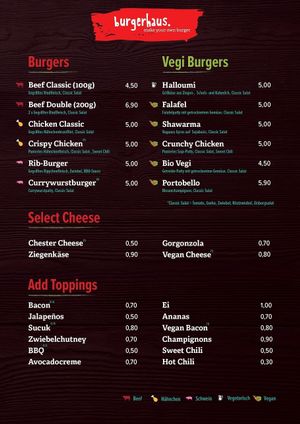 menu  at Burgerhaus in Bremen