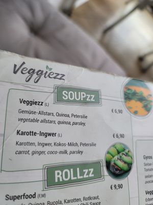 Part of the menu at Veggiezz - Opernring in Vienna