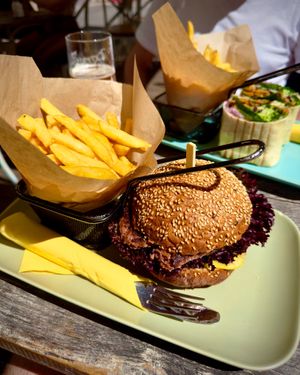 Spicy burger with beyond beef patty, delicious! at Veggiezz - Opernring in Vienna