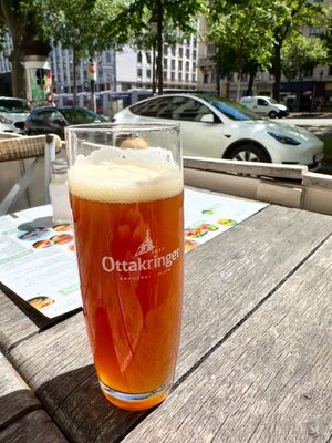 The Ottakringer Vienna Lager is fantastic! at Veggiezz - Opernring in Vienna