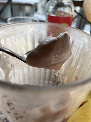 Thick foam on top of the hot chocolate   at Veggiezz - Opernring in Vienna