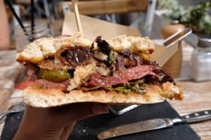 Smoky burger with seitan patty  at Veggiezz - Opernring in Vienna