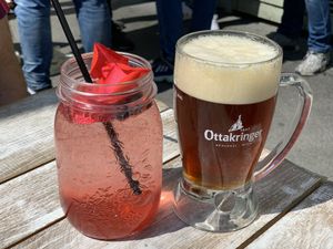 Home made lemonade and local beer at Veggiezz - Opernring in Vienna