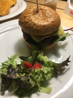 Jalapeños burger (with added cheese).  at Waipawa - Letna in Prague