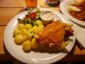 Delicious fried cheese with Potatoes at Waipawa - Letna in Prague