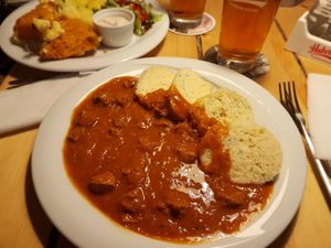 Goulash with bohemian dumplings at Waipawa - Letna in Prague