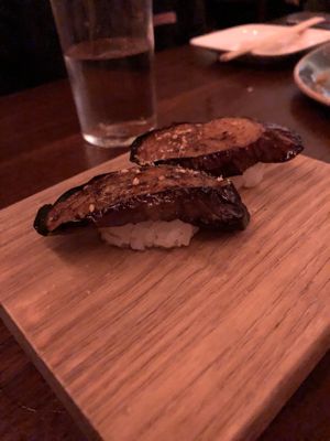 Eggplant nigiri at Uchiko in Austin