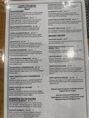 New (expanded) vegan menu   at The Modern Tea Room in Lancaster