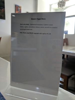 Vegan Menu at The Modern Tea Room in Lancaster