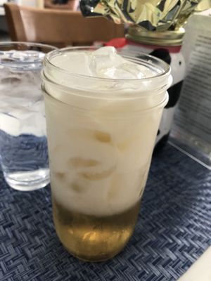 Lychee tea, vegan at The Modern Tea Room in Lancaster