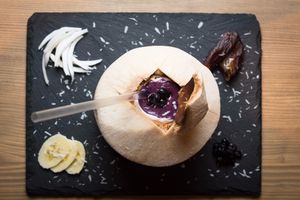 jung coconut smoothie with black berries at MyRaw Food  in Brno