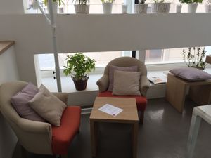 Seating  at MyRaw Food  in Brno