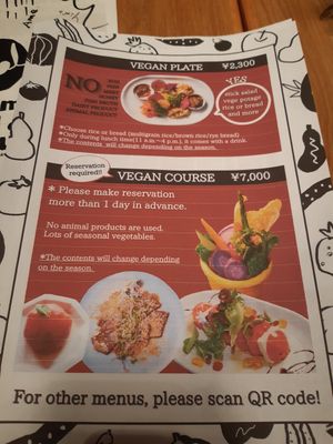 Vegan menu at Farm Table Suzu in Niigata