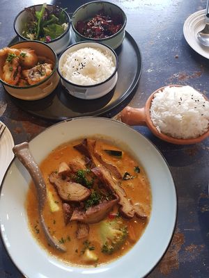 Bbq bento and mock duck curry at Monsoon Thai Fusion in Battery Point