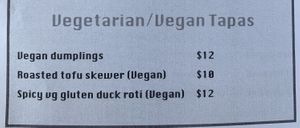 Vegan starters at Monsoon Thai Fusion in Battery Point