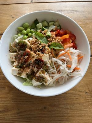 Spicy tofu healthy Bowl  at Graze in Bowness-on-windermere