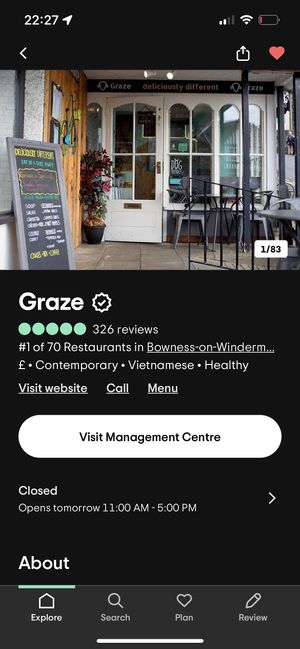 Trip advisor page  at Graze in Bowness-on-windermere