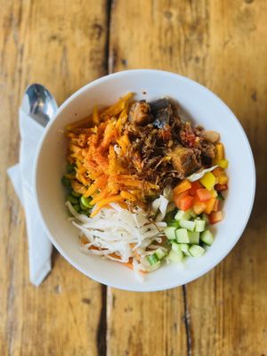 Roasted tomato, eggplant, spicy pumpkin and plant based mince  at Graze in Bowness-on-windermere