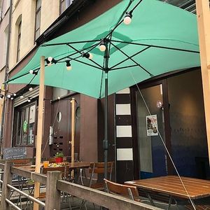 Terrace at The Judgy Vegan in Brussels