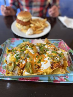 Nachos & burger 🍔 - BIG portions! at The Judgy Vegan in Brussels