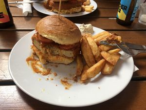 Seitanburger(would not recommend!)  at The Judgy Vegan in Brussels