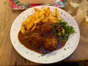 Boulets sauce Liégeoise  at The Judgy Vegan in Brussels