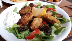 The BIG salad (with sea croquettes) at The Judgy Vegan in Brussels