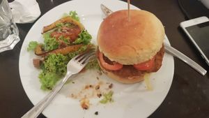 Seitan burger at The Judgy Vegan in Brussels